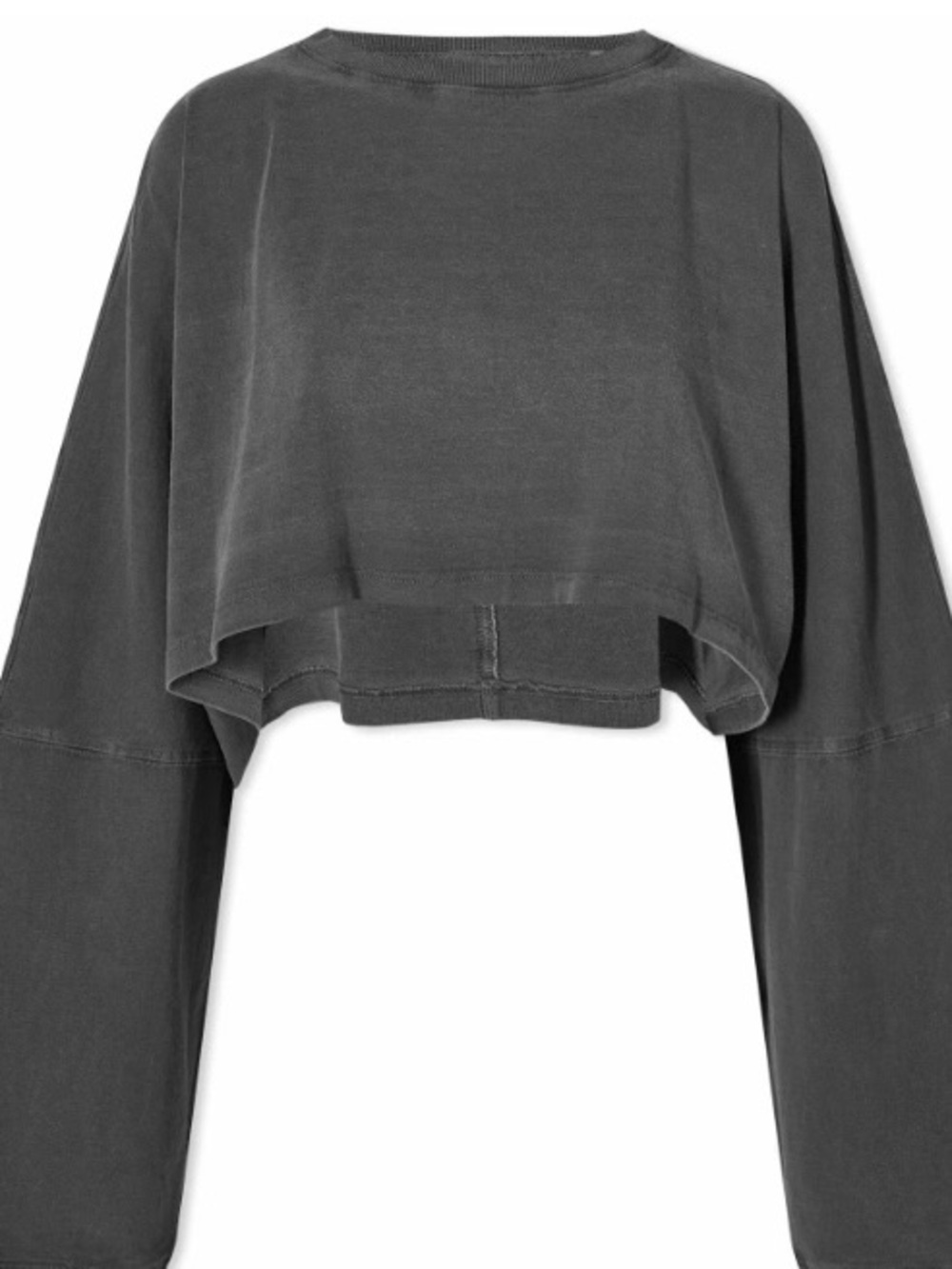 Joah Brown Women's Slouchy Crop Long Sleeve Top in Washed Black